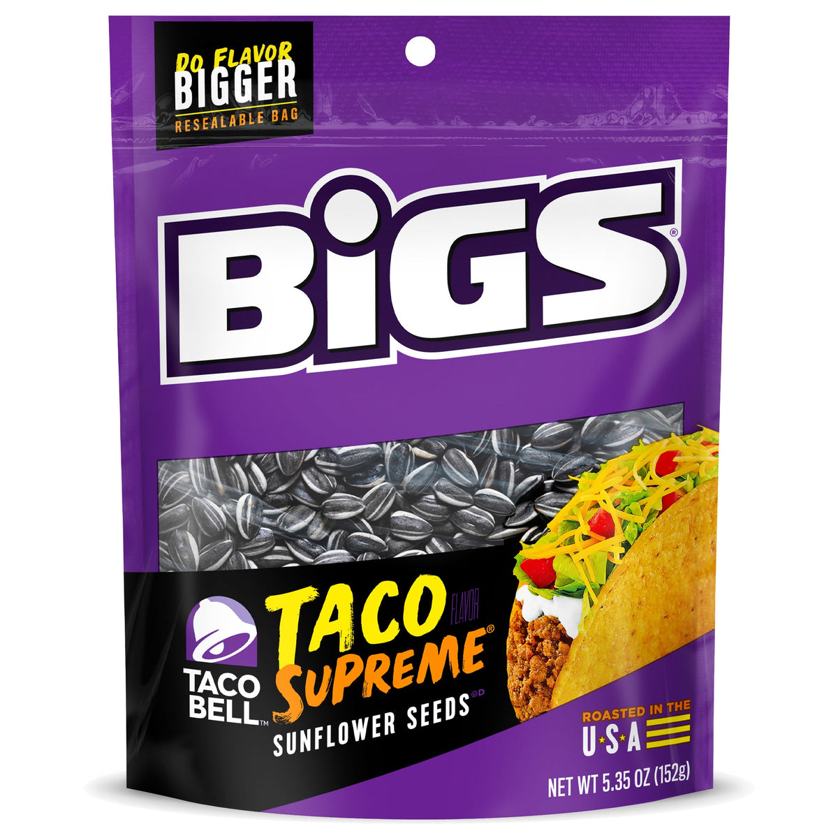 Big's Sunflower Seeds Taco Bell Supreme Peg Bags 5.35oz 12ct - candynow.ca