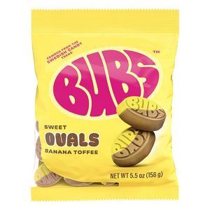Bubs Sweet Ovals Banana Toffee Vegan Peg Bag 156g 8ct - candynow.ca