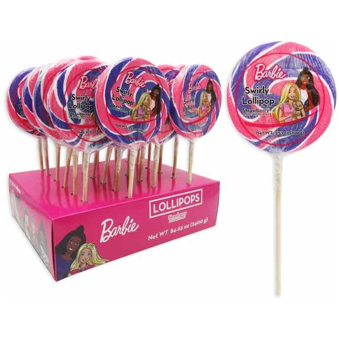 Barbie Swirly Lollipop 3.53oz 24ct - candynow.ca
