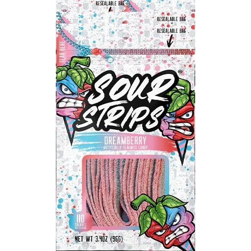 Sour Strips Peg Bag Dreamberry 3.4oz