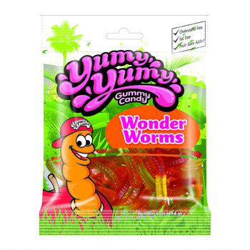 Yumy Yumy Wonder Worms Peg Bag (Halal) 4oz 12ct - candynow.ca