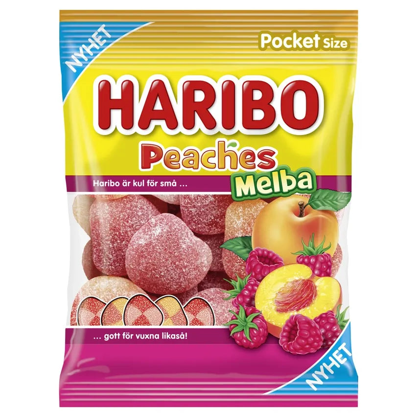 Haribo Peaches Raspberry 80g (Sweden)
