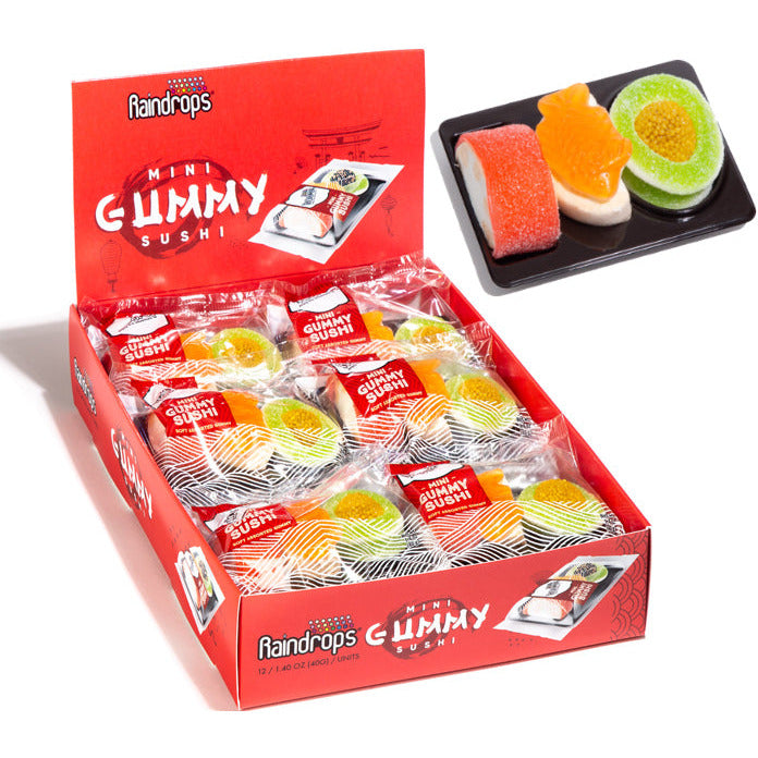 Raindrops Mini Gummy Sushi Display 12ct - candynow.ca
