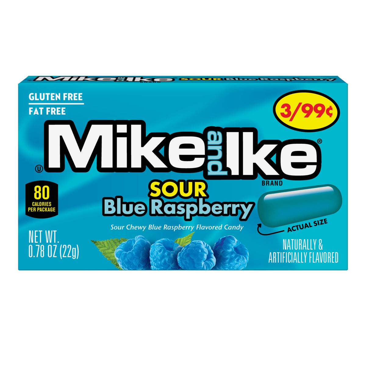 Mike & Ike Sour Blue Raspberry Berry .78oz 24ct - candynow.ca