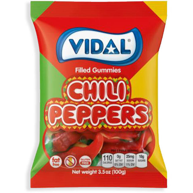 Vidal Gummi Chili Pepper Peg Bag 3.5oz 14ct - candynow.ca