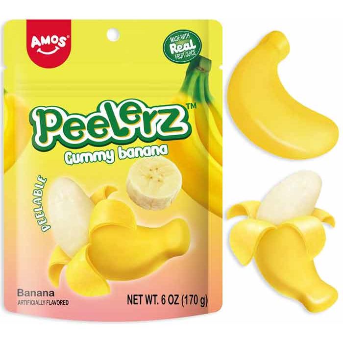 Amos Peelerz Gummy Banana 6oz 12ct - candynow.ca