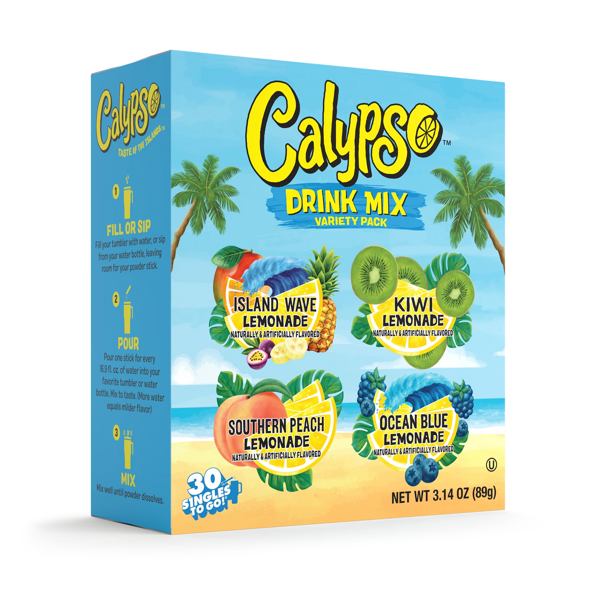 Calypso Variety Pack Drink Mix Singles to Go 30Pcs 1.04oz
