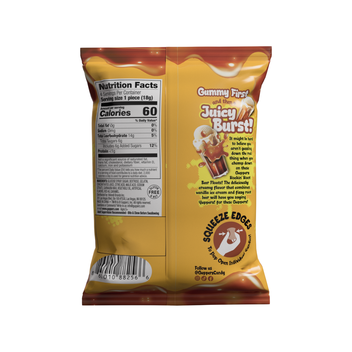 Gupperz Gummy Liquid Filled Popperz - Rockin' Root Beer Float 2.54oz