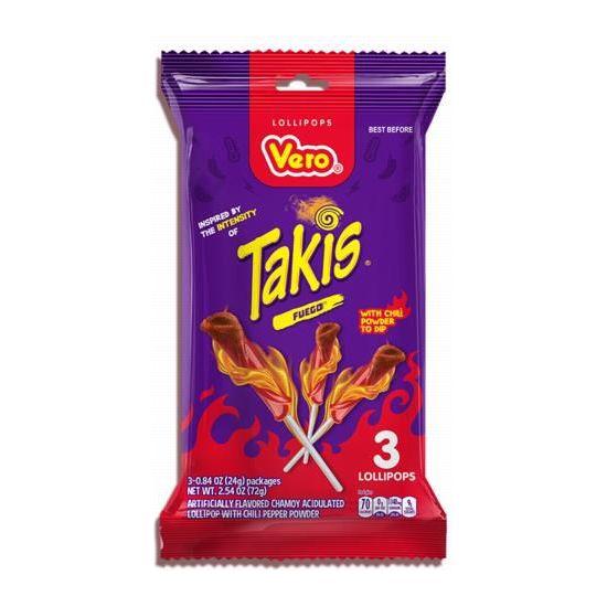 Vero Takis Fuego Lollipop 3pcs Peg Bag (Mexico)