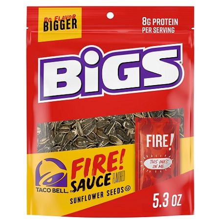 Big's Sunflower Seeds Taco Bell Fire Sauce Peg Bags 5.35oz