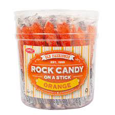 Rock Candy On A Stick Tub - Orange - Orange 0.8oz 36ct - candynow.ca