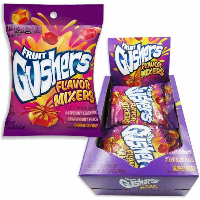 Gushers Peg Bag Display Mixed Flavors 4.25oz 8ct - candynow.ca