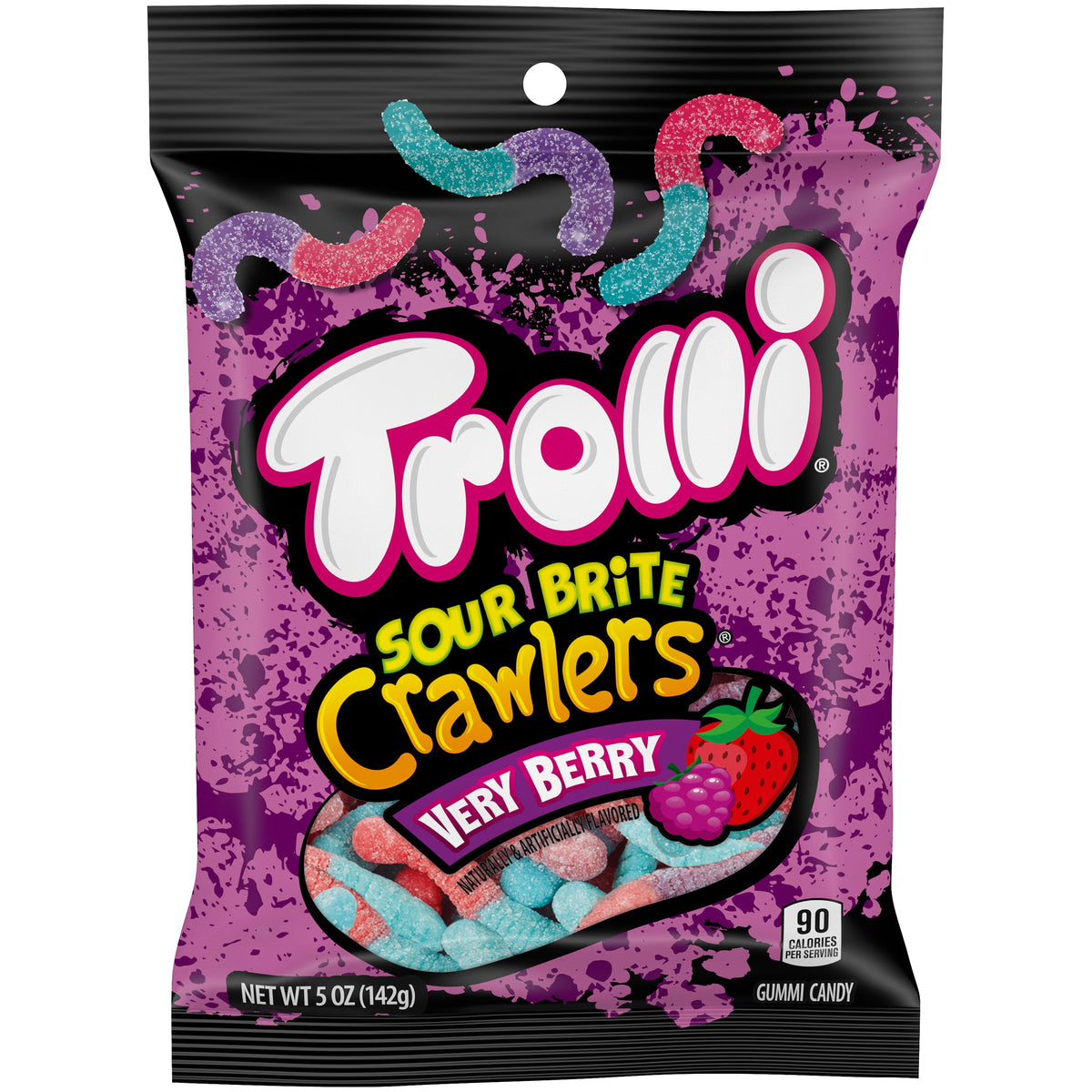 Trolli Peg Bag Sour Brite Crawlers Very Berry 5oz 12ct - candynow.ca