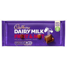 Cadbury Dairy Milk Fruit & Nut 110g 18ct (UK) - candynow.ca