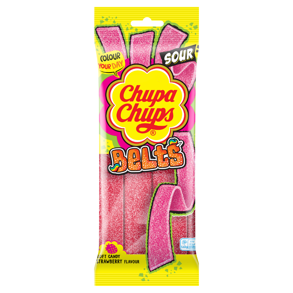 Chupa Chups Sour Strawberry Belts Peg Bag 90g (UK)