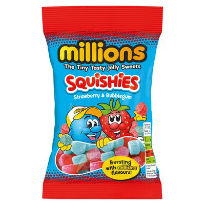 Millions Squishies Strawberry and Bubblegum Bag 130g (UK)
