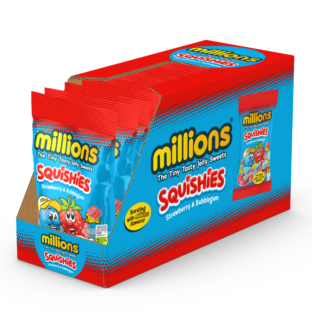 Millions Squishies Strawberry and Bubblegum Bag 130g (UK)