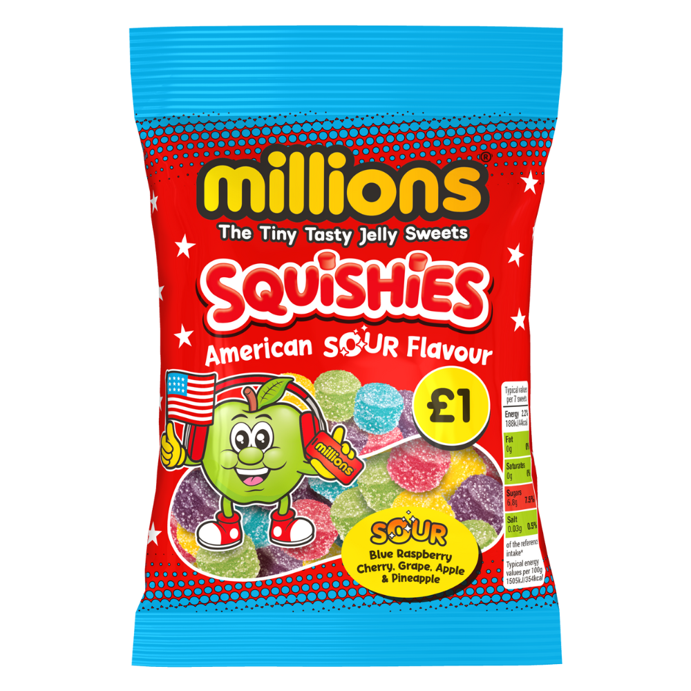 Millions Squishies American Sour Bag 100g (UK)