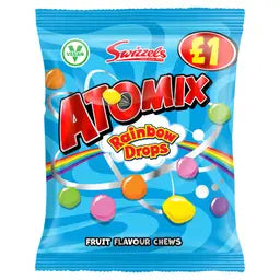Swizzels Atomix Rainbow Drops Fruit Flavour Chews 100g  (UK)