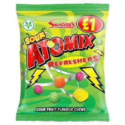 Swizzels Atomix Refreshers Sour Fruit Flavour Chews 100g  (UK)