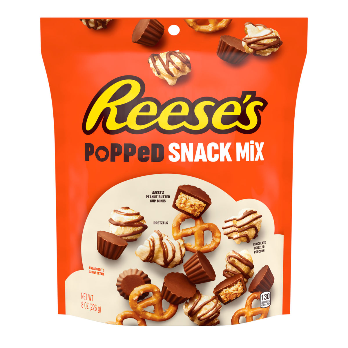 Reese's Popped Snack Mix Pouch 8oz 6ct - candynow.ca