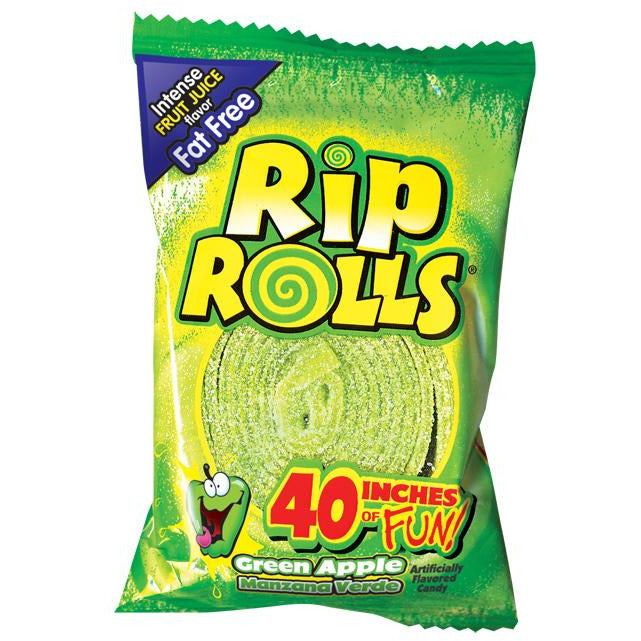 Rip Rolls Green Apple 1.4oz 24ct - candynow.ca