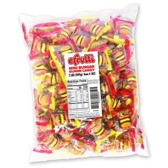 E-frutti Gummi Mini Burgers Wrapped (101pc) Bulk 2lb 1ct - candynow.ca