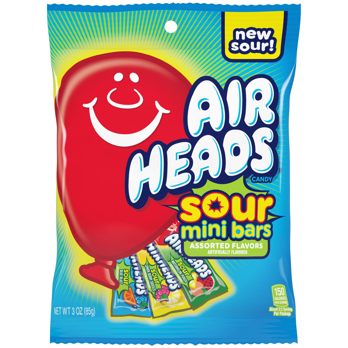 Airheads Mini Bars Assorted Sours Peg Bags 3oz 12ct - candynow.ca