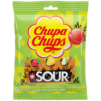 Chupa Chups Assorted Sour Peg Bag 4.2oz