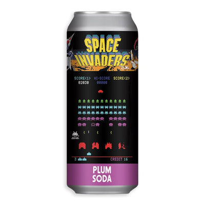 Rocket Fizz Cans Space Invaders Plum Soda 16oz