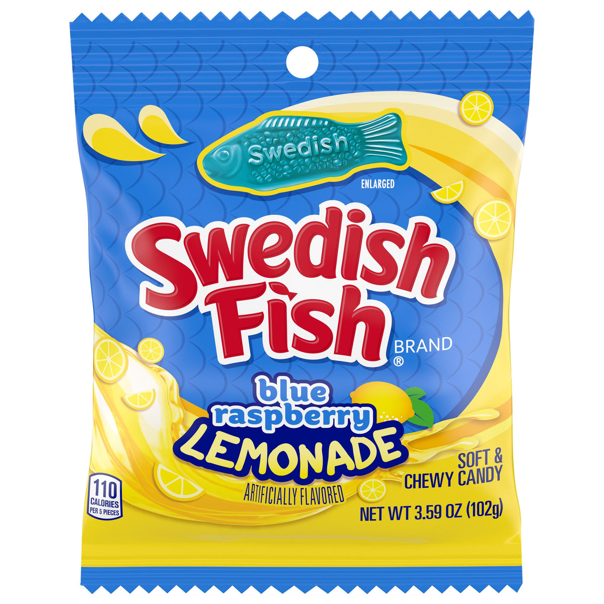 Swedish Fish Blue Raspberry Lemonade Peg Bag 3.59oz 12ct - candynow.ca