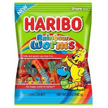 Haribo Peg Bag Rainbow Worms 5oz
