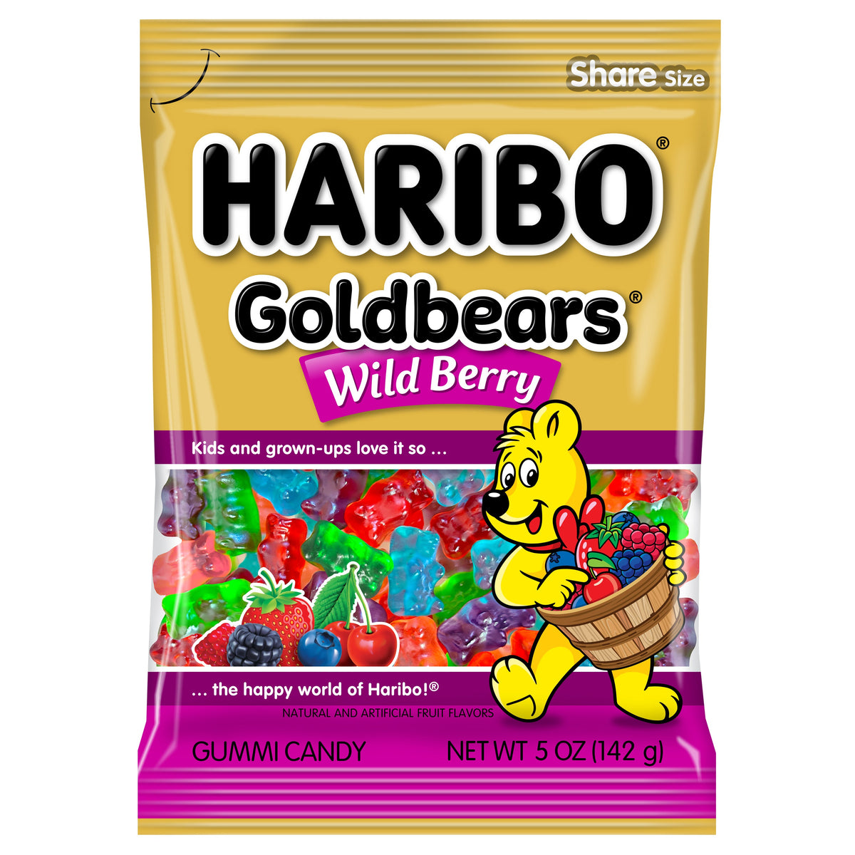 Haribo Gold Bears Wild Berry Peg Bag 5oz 12ct - candynow.ca