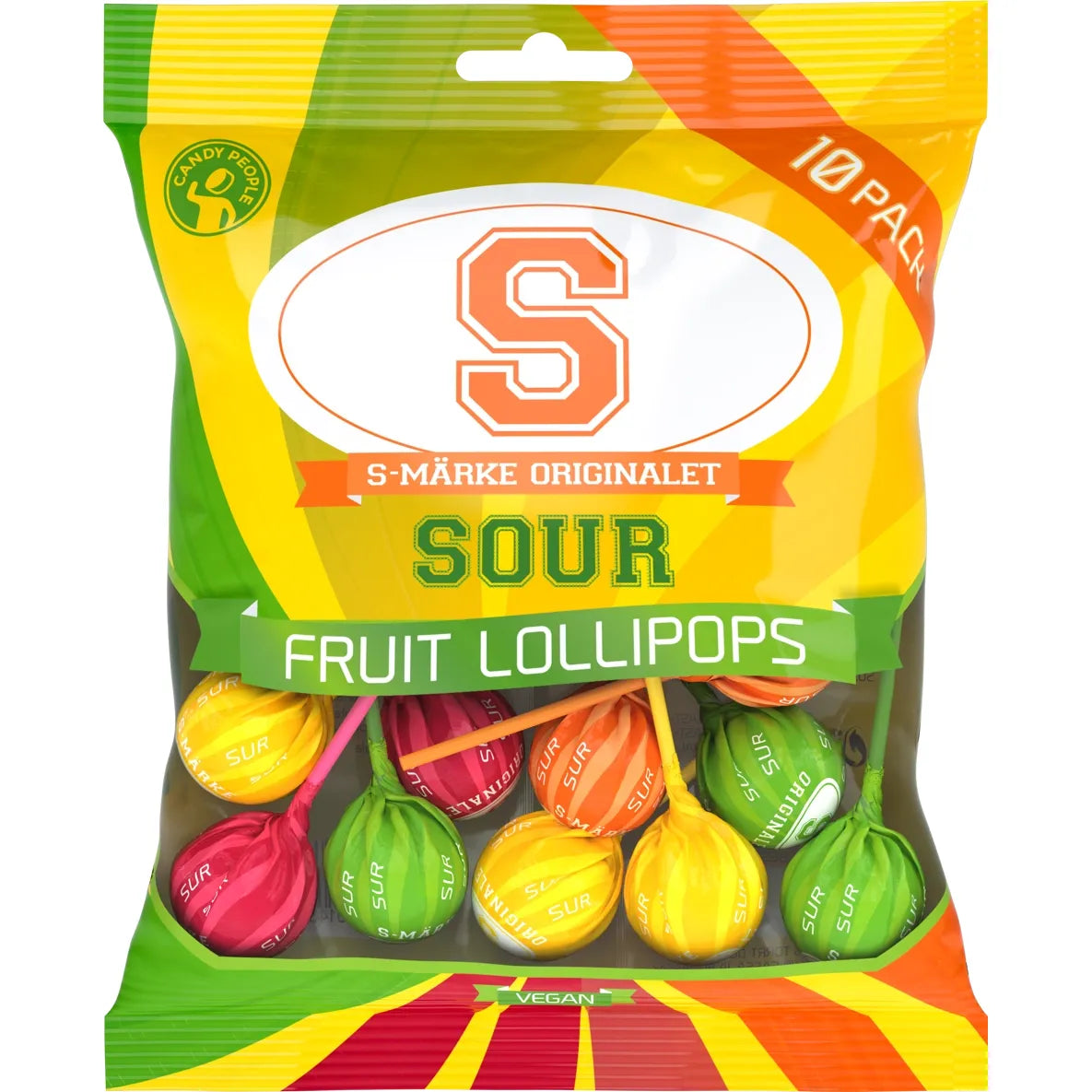 S-Märke Sour Fruit Lollipop 130g (Sweden)
