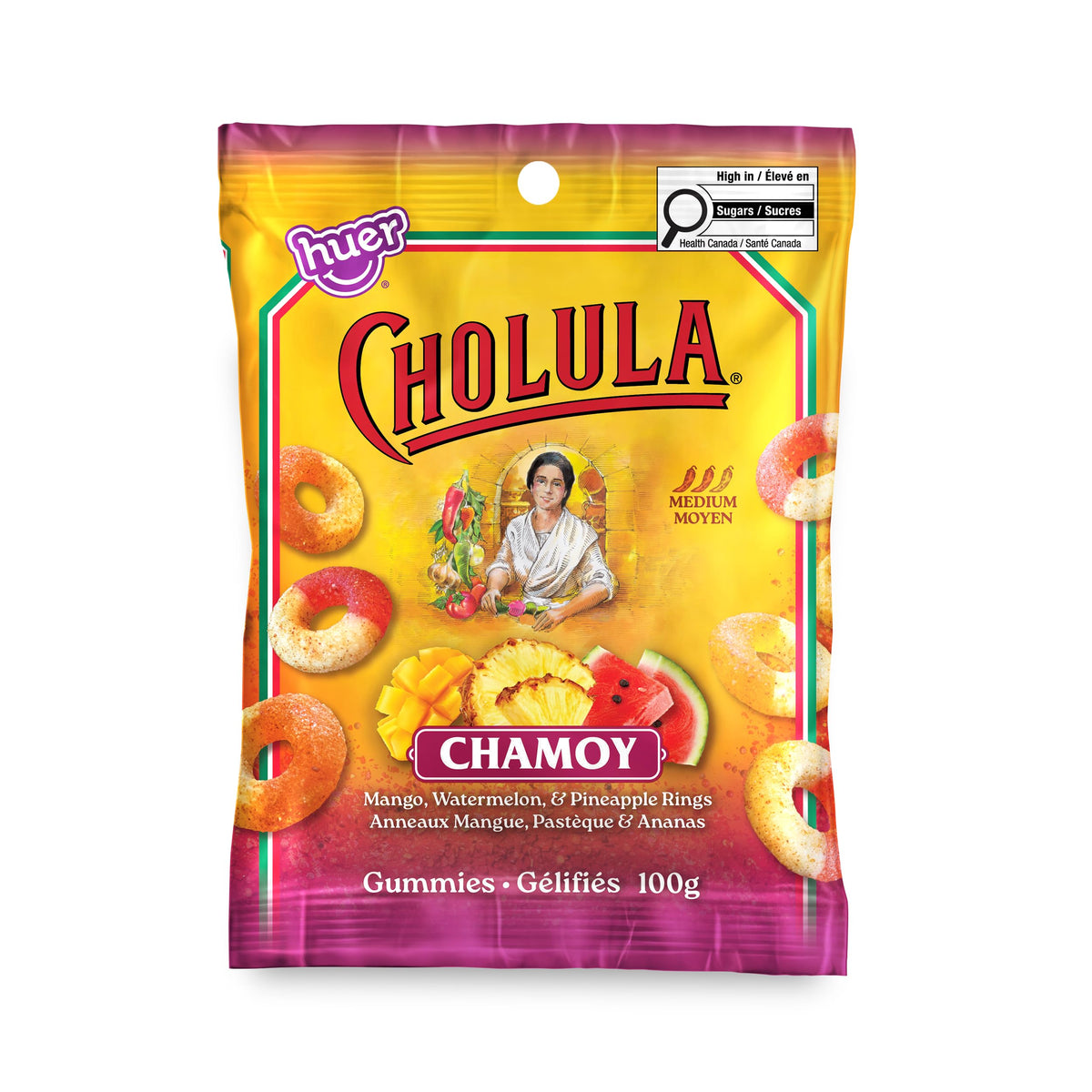 Huer Cholula Chamoy Tropical Gummy Ring Mix 100g