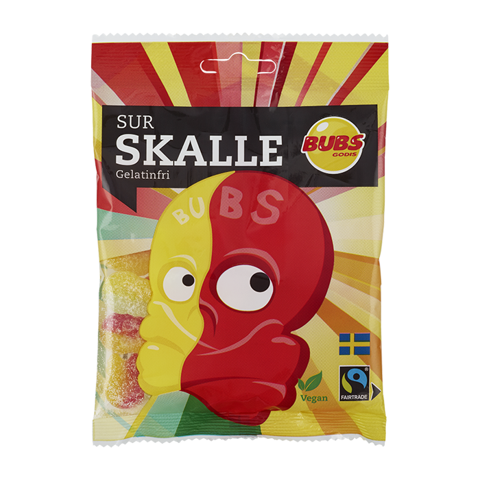 Bubs Skalle Sour Skulls Vegan Peg Bag 90g