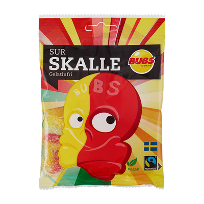 Bubs Skalle Sour Skulls Vegan Peg Bag 90g