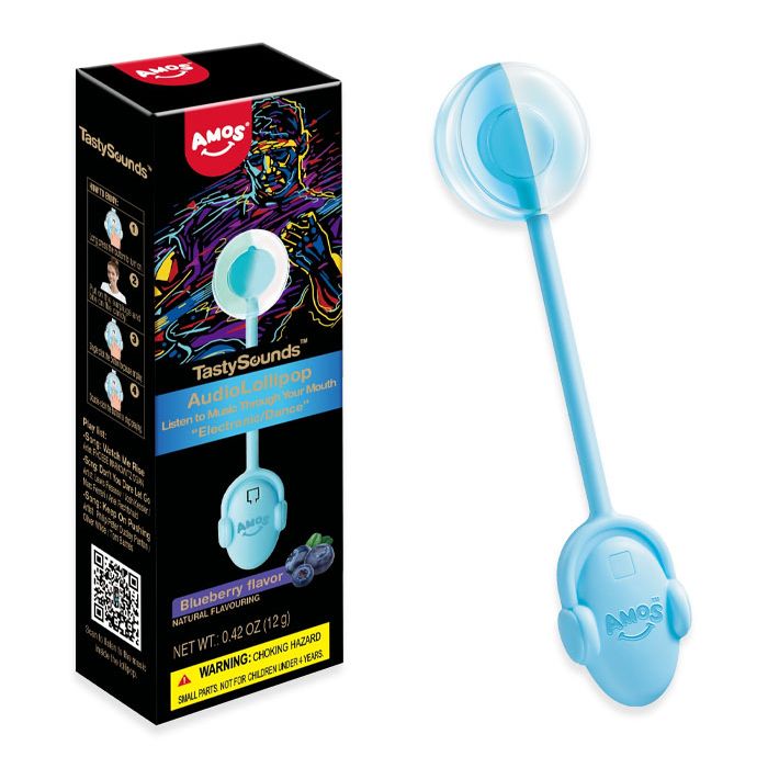 Amos TastySounds Music Audio Lollipop Blueberry.42oz 12ct - candynow.ca