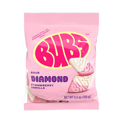 Bubs Sour Diamond Strawberry Vanilla Vegan Peg Bag 156g