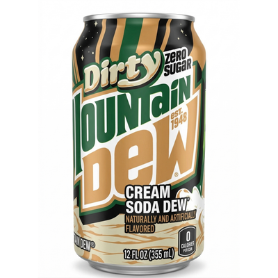 Mountain Dew Dirty Dew Creamy Soda Zero Sugar 12oz