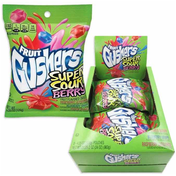 Gushers Peg Bag Display Super Sour Berry 4.25oz 8ct - candynow.ca