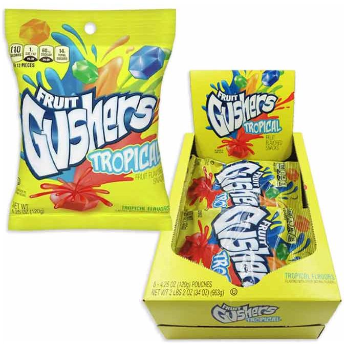 Gushers Peg Bag Display Tropical Fruits 4.25oz 8ct - candynow.ca