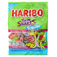 Haribo Twin Snakes Tropical Peg Bag 4oz