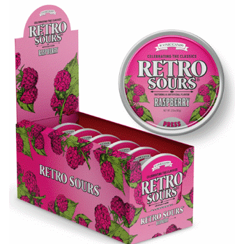Iconic Retro Sours Raspberry 60g Tin 8ct - candynow.ca