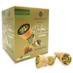 LEONESSA DUBAI CHOCOLATE CONES 10pcs Box 4.7Oz 135g