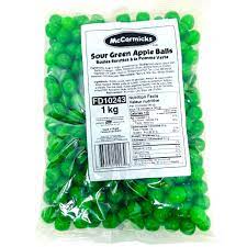 McCormicks Sour Green Apple Balls 1kg - candynow.ca
