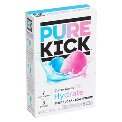 Pure Kick Cotton Candy Hydrate Drink Mix Singles to Go 6pcs 0.53oz