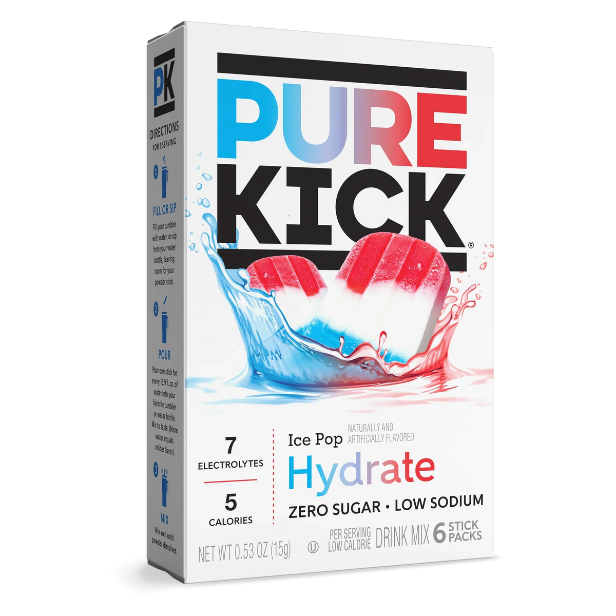 Pure Kick Ice Pop Hydrate Drink Mix Singles to Go 6Pcs 0.53oz