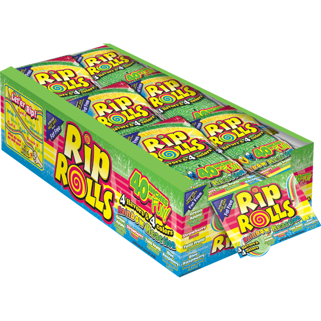Rip Rolls Rainbow Reaction 1.4oz 24ct - candynow.ca