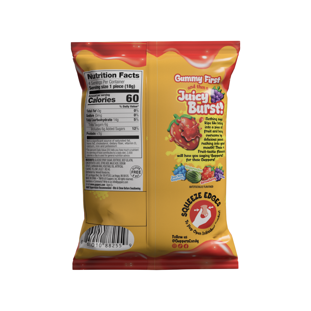 GupperzÂ® Gummy Liquid Filled Popperz - Ripe Fruit Rush 2.54oz 12ct - candynow.ca